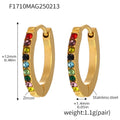 Small Gold Zircon Hoop Earrings Multicolor Clear Stainless Steel view 6