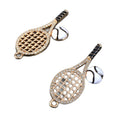 Rhinestone Tennis Racket Charm Pendant Gold Tone With Enamel Ball view 5