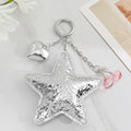 Silver-Tone Crackled Star Bag Charm With Heart And Cherry Keychain view 3