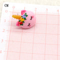Pink Resin Cute Closed Eye Unicorn Face Stud Earrings view 4