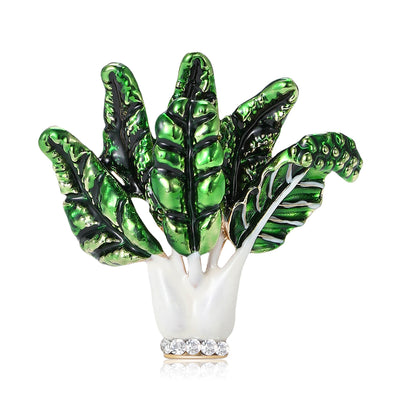Green Crystal Cabbage brooch shown from the front