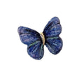 Blue Embroidered Butterfly Brooch Gold Tone Body Pin view 5