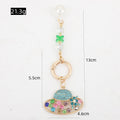 Rhinestone Sun Hat Keychain Pearl Bead Tassel Bag Charm view 5