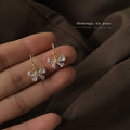 Gold Tone Lavender Chip Flower Cluster Hook Earrings view 3