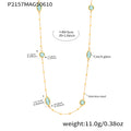 Gold Bead Station Necklace Czech Glass Marquise Round Stones view 8