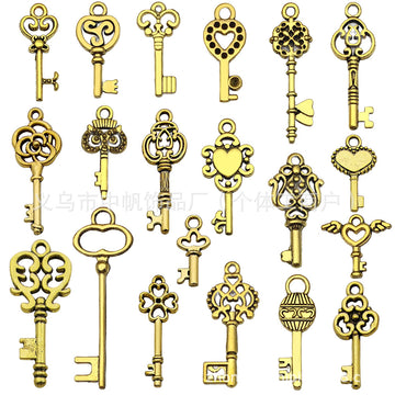 Matte Gold-Tone Heart and Four-Leaf Clover Metal Charms with 26 Listed Options