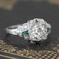 Silver Cushion Clear Center Ring Green Triangle Accents view 4