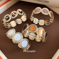 Leopard Print and Leather Look Stretch Disc Bracelets view 2
