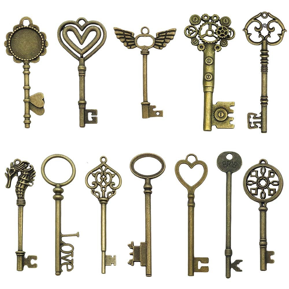Antique Bronze Zinc Alloy Large Key Charm Pendant for DIY Necklace Jewelry Making