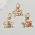 Gold Tone Pressed Flower Cat Resin Clip Keychains in Eight Designs view 2