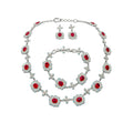 Flower Crystal Necklace Bracelet Earring Sets Gold Silver view 5