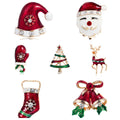 Red Gold Tone Christmas Tree Seven Designs Metal Brooch Pin view 1