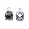 Dimensional Crown Large-Hole Metal Bead in Two Antique Finishes view 5