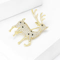 Crystal Reindeer Brooch in Gold Tone with Black Spots view 2