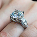 Square Center Baguette Shoulder Crystal Ring in Polished Metal view 3