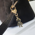 Gold Tone Gothic Skeleton Cat, Duck and Alien Heart-Clasp Charms view 2