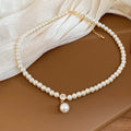 Delicate Pearl Strand Necklace with Single Pearl Drop view 3