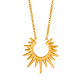 Gold Sunburst Crescent Pendant Necklace Cable Chain view 5