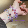 Two Purple Geometric Drop And Round Crystal Stretch Bracelets view 2