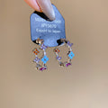 Multicolor Hoop And Beaded Square Stud Earrings Fashion Jewelry view 6