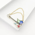 Colorful Electric Guitar Brooch With Double Chain Detail view 3