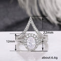 Silver Tone Oval Crystal Chevron Ring Set Statement Jewelry view 4