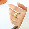 Gold and Silver Open Crossover Dome Ring Wide Band Style view 6