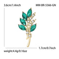 Crystal Leaf Sprig Brooch in 2 Color Styles Metal Pin view 4