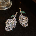 Crystal Leaf Drop Earrings in Silver and Gold for Everyday Styling view 6