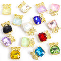 Square Crystal Bow Accent Metal Charms, 30 Colorways view 5
