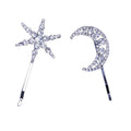 Rhinestone Star Moon Bobby Hair Pins Silver Three Sizes view 5