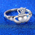 Silver Claddagh Ring Heart Hands Crown Love Loyalty Band view 5