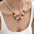 Gold 316L Stainless Ocean Charm Pearl Layered Necklace Two Styles view 4