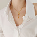 Gold Letter D Cube Drop Pendant Necklace Bar Link Chain view 6