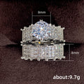 Round Solitaire And Extra-Wide Pave Two-Ring Set In Silver Tone view 5