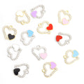 Enamel-Look And Crystal-Accented Gold Silver Heart Alloy Pendant Components in 12 Styles view 2