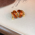 Leopard Print Resin U Hoop Stud Earrings Statement Pair view 6