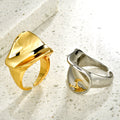 Irregular Smooth Open Statement Ring In Two Finishes view 1