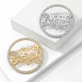 Crystal Happy Birthday Circle Brooch in Two Metal Tones view 2