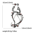 Enamel Dancing Couple Heart Brooch for Jackets Scarves and Coats view 5
