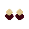 Gold Tone Red Velvet Diamond Drop Stud Earrings Fashion Earrings view 5