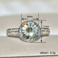 Silver Tone Round Halo Ring With Double Row Pavé Band view 5