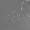 Tiny Silver Round Ball and Straight Bar Stud Earrings view 3