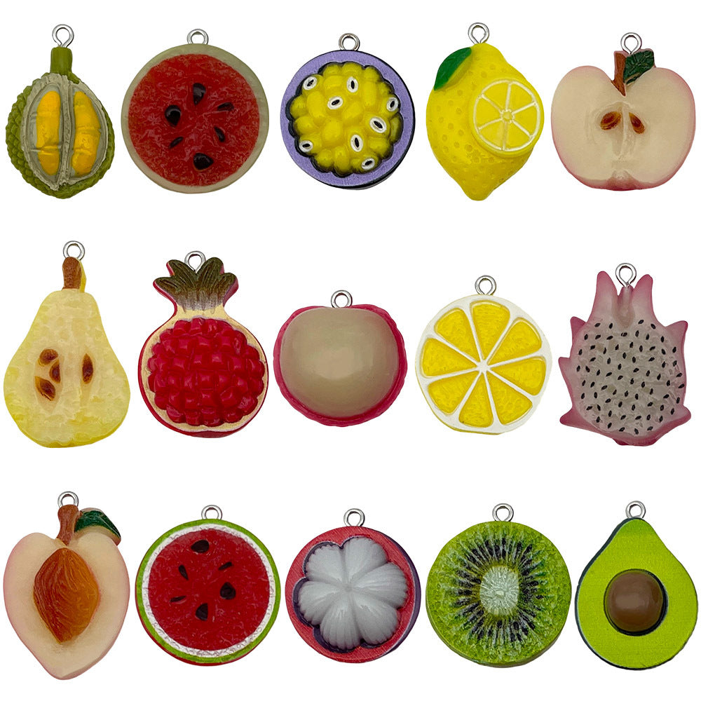 Resin 3D Simulated Fruit Charm Pendant for DIY Bracelet Necklace Keychain Jewelry Making