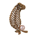 Leaf Crystal Pearl Look Two Designs Metal Brooch Pin view 1