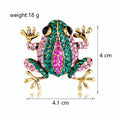 Green Gold Tone Frog Crystal Metal Brooch Pin 4.1 x 4 cm view 2