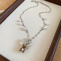 Resin Heart Flocked Bear Pearl Necklace and Hoop Earrings view 3