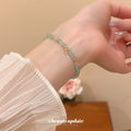 Aqua Crystal Geometric Bead Teardrop Bracelets Silver Gold view 4