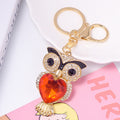 Heart Gem Owl Keychain Rhinestone Eyes Gold Clasp Six Colors view 9