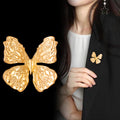 Gold Tone Butterfly Polished Two Designs Metal Brooch Pin view 4
